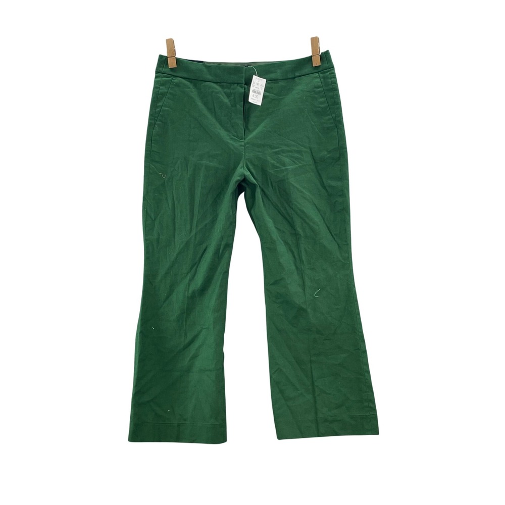 J.Crew Kelsey Pant Women 12‎ Green BR706 Cropped Flare Trousers Workwear New